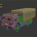 Olive Green Military Truck With Canvas Covered Cargo Bed And Multi Wheel Design