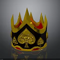 Golden Spiked Crown With Ornate Spade Design And Red Accents