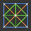 3D Geometric Structure Made Of Blue Orange Green Rods And White Connectors