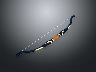 Modern Bow Weapon Design With Blue Frame Orange Grip And White Accents 3d model