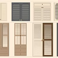 Diverse Wardrobe Doors Featuring Different Designs Colors Shutter Panels And Drawers 3d model