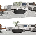 Modern Sofa Coffee Table Combination Multi-person Corner Sofa Leisure Chair Carpet 3d model