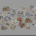 Colorful 3D Room Layout Models With Various Interior Designs And Structures
