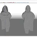 Gray Knitted Hooded Cloak Fashion Garment Two Views Display Design