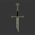 Medieval Style Metallic Sword With Double Edged Blade And Decorative Hilt