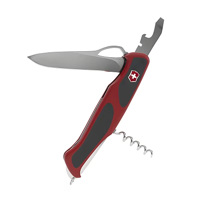 Red And Black Swiss Army Knife With Blade Corkscrew And Multitool Functions 3d model