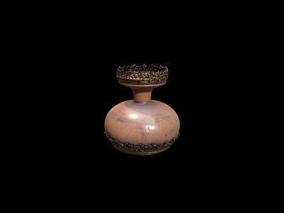 Handcrafted Brown Ceramic Vase With Textured Surface And Decorative Rim 3d model