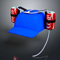 Blue Cap With Attached Coca Cola Cans And Drinking Straw For Daily Use