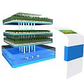 Vertical Hydroponic Farming System With Multiple Plant Layers And Aquarium Control Panel
