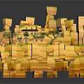 Small House Architecture In Miniature Wooden Block Scene With Green Grass And Trees