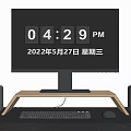 Modern Desktop Computer Setup With Monitor Keyboard Mouse And Speakers On Wooden Stand
