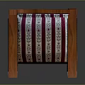 Wooden Armchair With Multicolored Striped Upholstery Carved Backrest And Decorative Legs