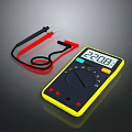 Digital Multimeter Yellow Black Design With Red Black Probes And Digital Display Screen 3d model