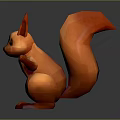Orange Squirrel Character In Low Poly 3D Model With Standing Pose And Fluffy Tail 3d model