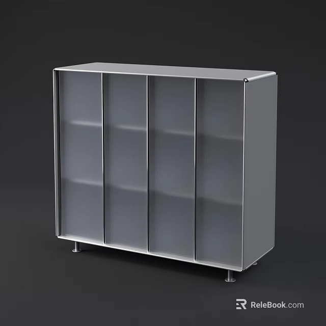 Modern Metal Display Shelving Unit With Multiple Compartments And Mobile Base 3d model 