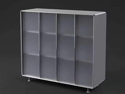 Modern Metal Display Shelving Unit With Multiple Compartments And Mobile Base 3d model