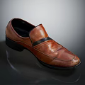 Classic Brown Leather Loafer with Black Strap Shiny Finish for Men