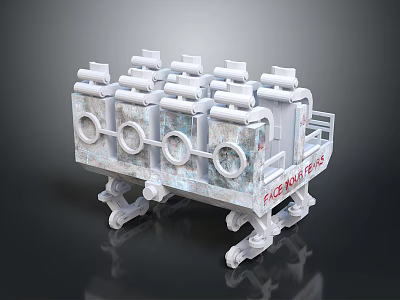 Cuban Fleet Industrial Equipment With Multiple Cylindrical Containers And Wheeled Base 3d model