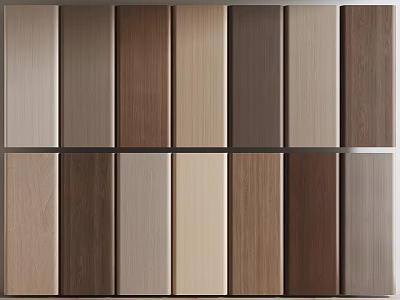 Wooden Wall Panels In Various Natural Wood Tones For Interior Design 3d model