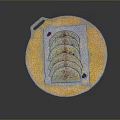 Golden Brown Tortillas Sliced On Yellow Wooden Board With Red Dots