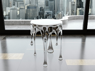 Modern Water Drop Shape Side Drop Stool Acrylic Side Low Stool 3d model