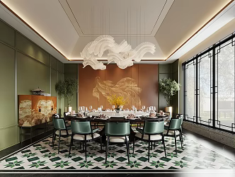 New Chinese Room Restaurant Box 3d model