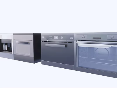 Modern Stainless Steel Built in Kitchen Appliances with Oven and Dishwasher 3d model