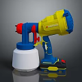 Household Electric Paint Sprayer With Yellow Blue Red Design And White Container