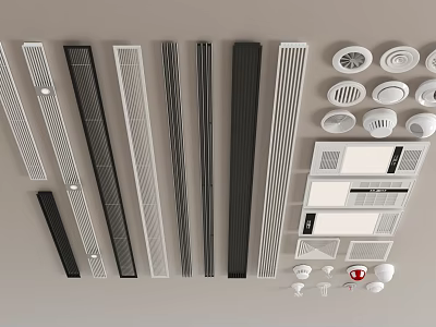 Various Types Of Black And White Grid Design Ceiling Mounted Air Conditioner Air Outlets 3d model