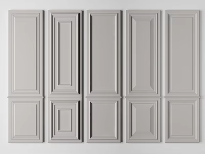 Light Gray Wainscoting With Various Panel Styles 3d model