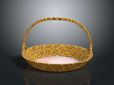 Adorable Rabbit Resting In Yellow Woven Basket With Pink Lining 3d model
