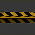 Yellow And Black Striped Traffic Barrier On Gray Surface With Reflection
