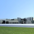 Modern Commercial Complex Architecture With Glass Curtain Walls Lawn And Spacious Square