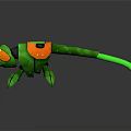 Green Futuristic Mechanical Insect Creature With Transparent Wings And Glowing Orange Accents