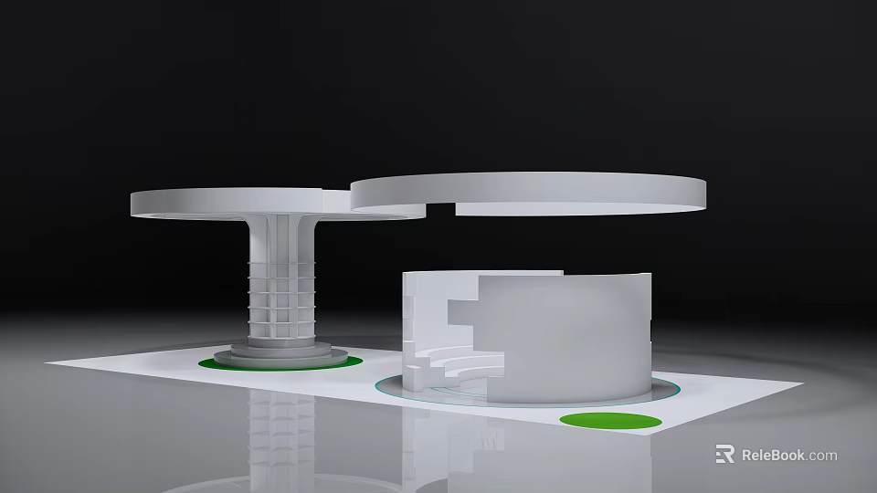 Modern White Circular Display Shelves With Stylish Structure For Exhibition Use 3d model 