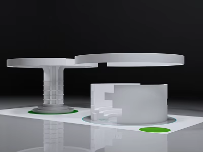 Modern White Circular Display Shelves With Stylish Structure For Exhibition Use 3d model