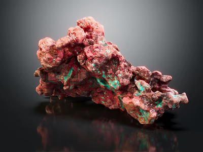Decorative Ornament Set With Pink And Green Shiny Crystalline Texture For Home Decor 3d model