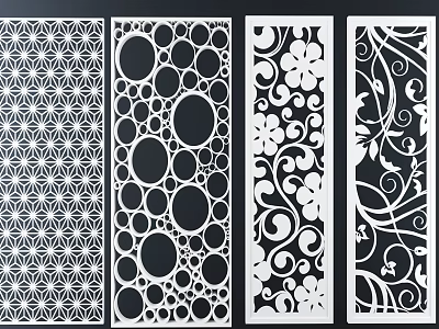 Decorative Partition Panels With Intricate Geometric Circular Floral And Curved Patterns 3d model