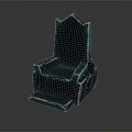 Shiny Crystal Throne Chair With Blue Green Gradient And Cracked Texture 3d model