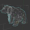 Low Poly Brown Bear 3D Model With Collar And Chain Decoration