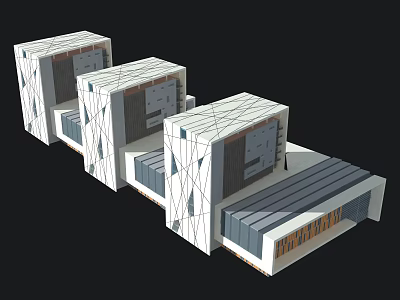Modern Geometric Architecture Design With Multi story Structures And Side by Side Linear Facade Elements 3d model