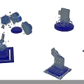 Transparent Blue 3D Tech Display Models With Various Shapes And Futuristic Structures 3d model