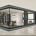 Elegant Modern Exhibition Hall Interior With Luxury Display Cabinets And Marble Elements 3d model