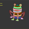 White Striped Frog Design with Spotted Eyes and Reflection on Black Glossy Surface