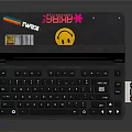 Retro Portable Electronic Device With Keyboard Screen And Safety Instruction Label