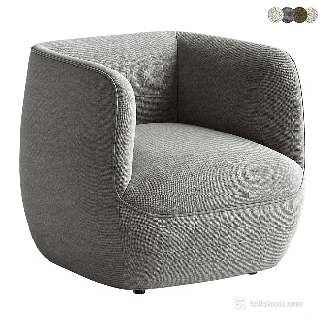 Gray Modern Upholstered Accent Chair With Curved Armrest And Comfortable Seat 3d model 