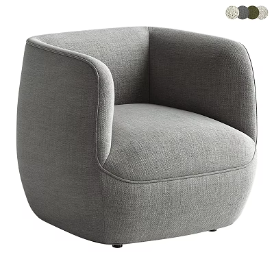 Gray Modern Upholstered Accent Chair With Curved Armrest And Comfortable Seat 3d model
