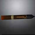 Brown Leather Wrapped Weapon With Gold Accent Black Tip And Red End Detail