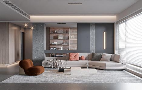 Modern Living Room No Main Lamp Living Room Open Study Sofa Combination Coffee Table Combination Jewelry Ornaments 3d model