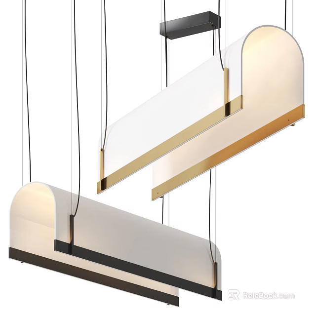 Modern Minimalist Pendant Chandelier with Gold Metal Frame and Clear Glass Shade 3d model 
